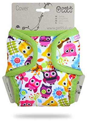 Petit Lulu One Size Überhose (5-16 kg) für Stoffwindeln Druckknöpfe (Eulen)