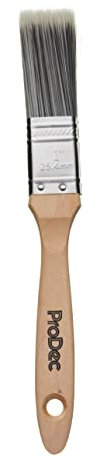 ProDec 1 inch Decorator Synthetic Paint Brush for a Smooth Finish Painting with Emulsion, Gloss and Satin Paints on Walls, Ceilings, Wood and Metal, 1 25mm