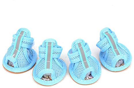 Zunea Kleine Hundeschuhe für den Sommer, atmungsaktiv Mesh-Sandalen für Hunde, rutschfeste Gummisohle, Haustierstiefel, verstellbar, süßer Chihuahua-Pfotenschutz für den täglichen Spaziergang