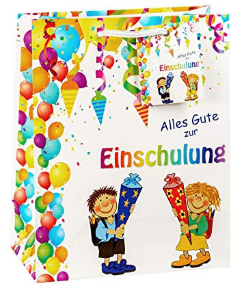 TSI Geschenktüten EINSCHULUNG, 12er Packung, Größe: Mittel (HxBxT 23 x 18 x 10 cm), Art. Nr. 82017