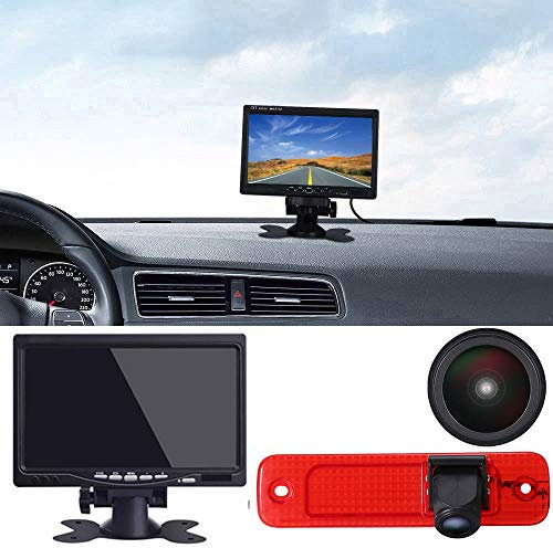 Dynavsal Rückfahrkamera Transporter Van + 7 Zoll TFT LCD Bildschirm Auto Monitor, Bremsleuchte Auto Dach Rückfahrkamera Set für Ford Transit MK7 Tourneo/Furgon MK4 2006-2014 /Hecktür