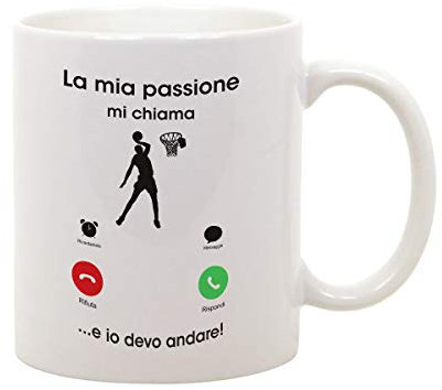t-shirteria Tazza Mug in Ceramica Mestieri Basket La mia passione mi chiama e io devo andare - sport - gadget divertenti - idea regalo