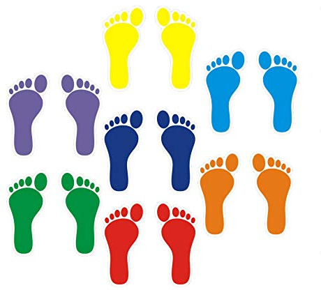 FixtureDisplays® 42 Footprint Self Adhesive Sticker Film Laminated Easy Write Wall Floor Decor Craft Stairs Walk Footprint Social Distance Queline Floor Marker/Floor Sticker 15038-NF