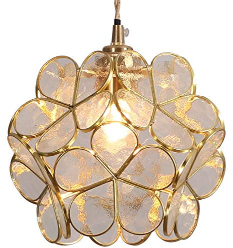 Bieye L30744 plafonnier en verre teinté à la fleur de cerisier de style Tiffany avec abat-jour large de 21 cm (Blanc clair)