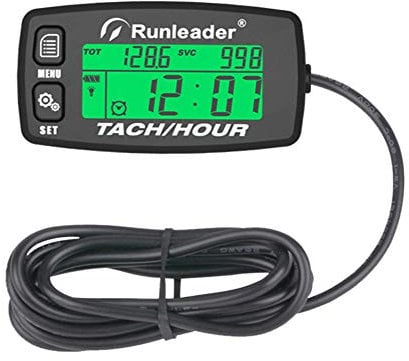 Induktive Drehzahlmesser-Alarmalarmdrehzahl Motorstundenzähler Wartung des Bootes Erinnerung an die Hintergrundbeleuchtung Digital rücksetzbare Tacho-Stundenzähler für Motorrad-Marine (black)