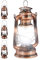 4X Lampe-tempête LED, Lanterne Retro comme décoration de fenêtre ou de Jardin, à Piles, cuivre