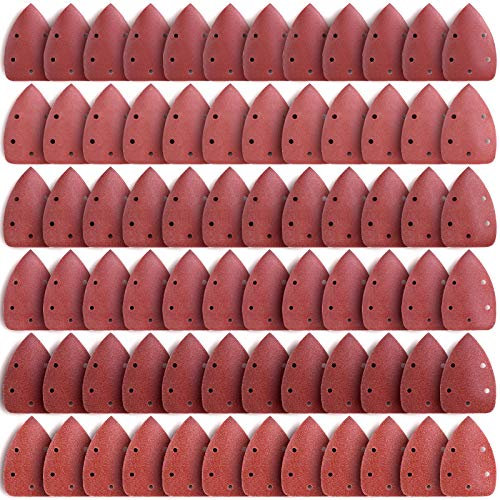 LESNIC 72 Stück Maus-Detailschleifer, Körnung 40/60/80/100/120/180, verschiedene Schleifpapier-Schleifscheiben, Klett-Schleifpads für Schwingschleifer und alle Oszillierwerkzeuge (gemischt).