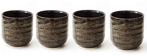 Lxuwbd Japanese Style Ceramic Tea Set, Tea Cup, Coffee Cup, Yerba Mate Set, Ceramic Mate Cup Set of 4 (Brown grey)