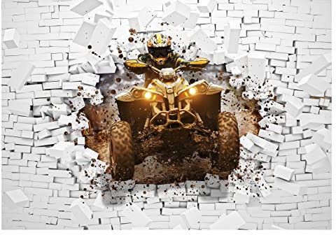 WallArena - Vlies Fototapete Kinderzimmer 312x219 cm Quad Motorrad Jungs Kinder - Fototapeten Tapeten für Kinder Kindertapete Kinderzimmertapete - Vliestapete Wandtapete Tapete 3D Effekt