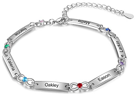 Lam Hub Fong Personalisierte Damen Unendlichkeit Armband mit Gravur 1-6 Name Verstellbare Mutter Tochter Armbänder Geschenk für Muttertag Geburtstag Weihnachten (6 Name)