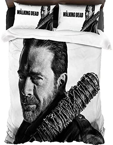 ANSSON Negan Muster Bettwäsche-Sets,TWD Bettbezug für Erwachsene,Weiche Flauschige Kinder Mikrofaser Bettwäsche mit 2 Kissenbezug (135x200cm+80x80cmx2, Negan5)
