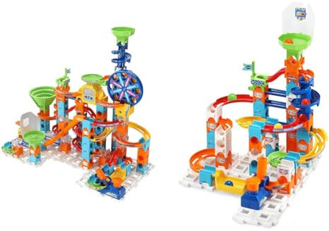VTech Marble Rush - Ultimate Set XL100 E & Marble Rush - Adventure Set S100 – Interaktive Murmelbahn mit Bahnelementen, verschiedenen Aufbaumöglichkeiten und Motor- sowie Lichteffekten, 4-12 Jahren