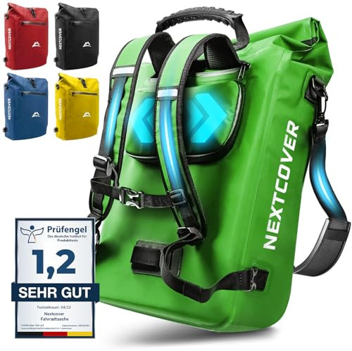 Nextcover® NEU 3in1 Fahrradtasche für Gepäckträger [Aquashield] - Gepäckträgertasche, Rucksack und Umhängetasche [25 Liter] I Fahrrad Tasche wasserdicht