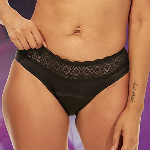 Nana Culotte Menstruelle Lavable - Flux Modéré - Jusqu'à 12 heures de Protection - Noire - Coupe Hipster, XS