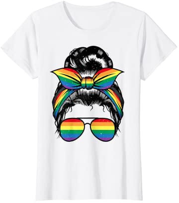 LGBT Frau Haarband Sonnenbrille Regenbogen Farben Lesbian T-Shirt