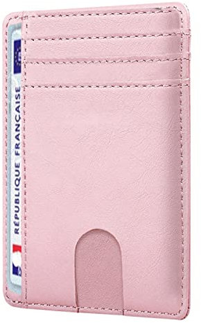 O³ Porte Carte identité française Femme [ Blocage RFID ] Portefeuille Carte bancaire Anti piratage, Anti fraude - Élégant et Minimaliste | Protégez Votre Fortune sans Perdre l’élégance ! (Rose)