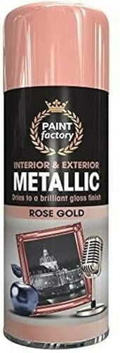 SuperGift.com 400ml Multipurpose Metallic Aerosol Spray Paint Quick Drying Spray For Fast Dry and Excellent Coverage for Metal, Wood, Plastic and More (Rose Gold)