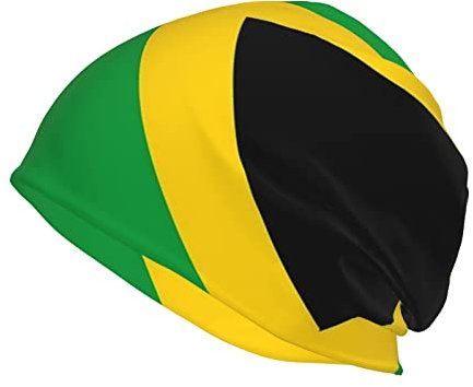 ROSIHODE Niedliche Flagge Schädel Beanie Mütze für Männer Frauen Strickmütze Winter Warm Weich Dehnbar Totenkopf Kappe, Jamaika-Flagge n001, Einheitsgr��e