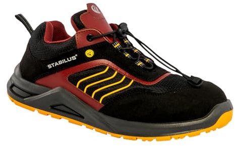 STABILUS Sicherheitsschuhe Rudi Low S1PS Herren, leicht, atmungsaktiv, rutschhemmend, stoßdämpfend, ESD, DGUV, Berufsschuhe (Schwarz-gelb, EU Schuhgrößensystem, Erwachsene, Herren, Numerisch, M, 48)