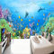 ZONOKI Papier Peint 3D Aquarium Dauphin Poisson Rouge Corail, Paysage Du Monde Sous-Marin Bleu Photo Panoramique DéCoration - pour Salon Chambre D'Enfants Restaurant DéCoration Murale 200 x 140 cm
