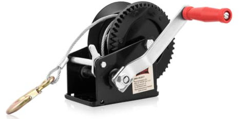 Dragon Winch Treuil Manuel 2500 lbs / 1133 kg avec crochet et câble en acier 10m pour les petits bateaux, motos, véhicules et ateliers | Treuil à main à une vitesse