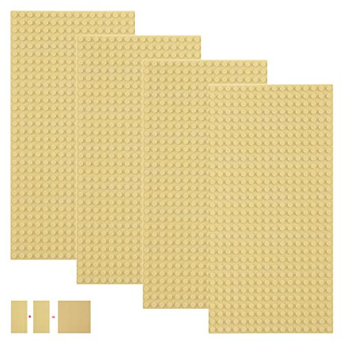 shineFinder 4 base Plates Compatible with Lego, Baseplate 5x10 with 16 x 32 stud board (Sand)