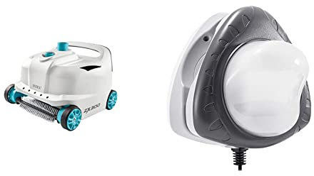 Intex Pulitore automatico per piscina Zx300 Deluxe & Spot Piscina Led Magnetico, Bianco Grigio