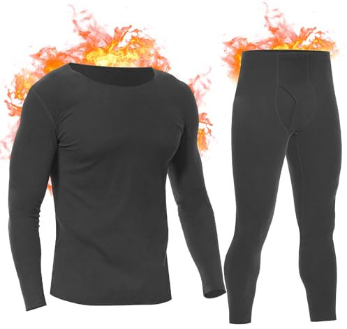 SIMIYA Thermounterwäsche Herren, Skiunterwäsche Herren Thermo Basisschicht, Funktionsunterwäsche Set, Fleece gefütterte warme Oberteile und Unterteile für den kalten Winter(Dunkelgrau, 3XL)