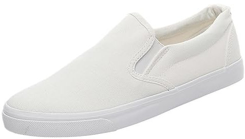 Jamron Hombre Color Sólido Slip On Zapatos de Lona Zapatillas Casual Sneakers Plimsolls Blanco SN0706142 EU41