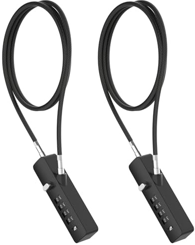 MeBantoo Cable Locks with Combination, Wire Rope 4-Digit Combination Ski Lock with 3 Lengths Steel Cables for Closet Door, Gate, Bike, Luggage, Cabinet, Wardrobe, Fence, Fridge (‎Black - 2pcs)
