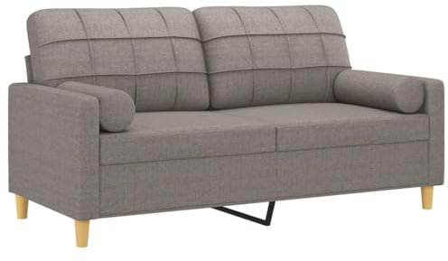 vidaXL Sofa 2 Sitzer, Couch mit Zierkissen, Liegesofa für Wohnzimmer, Polstersofa Sessel Relaxsofa Loungesofa Relaxcouch, Taupe Stoff