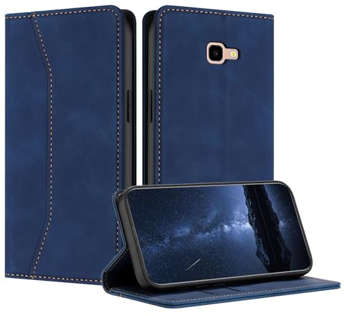Mo-Beauty Hülle Kompatibel mit Samsung Galaxy J4 Plus 2018, Handyhülle Samsung J4 Plus 2018, Galaxy J4 Plus 2018 Hülle, PU Leder Flip Klappbare Schutzhülle Magnet Ledertasche Klapphülle (Blau)