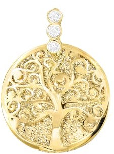 Lucchetta Anhänger Baum des Lebens mit Saphiren | Gelbgold 14 Karat Diamantschliff | Anhänger für Armband und Kette (bis 4 mm)
