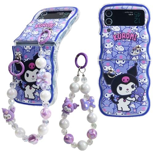 QAOMECABNH Cartoon-Schutzhülle für Z Flip 4, Ständer, 3D-Cartoon-Charakter, schöne Kitty, Kinder, für Stichgitter, TPU, ultradünn, Schutzhülle für Samsung Galaxy Z Flip 4 (für Kuromi-1, Flip 4)