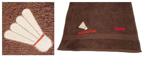 Handmade Handtuch 50 x 90 cm Badminton Federball bestickt Wunschtext Name Geschenk Wunschfarbe