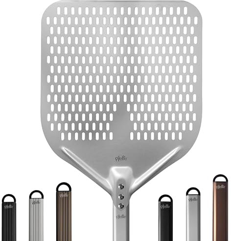 Pieffe Pala pizza 35x35 Grigia forata alluminio pizzeria napoletana + manico 150cm