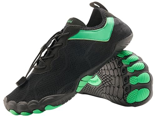 Freiluftkind Das Original – Kokoda rutschfeste Barfußschuhe (Schwarz & Grün/Größe EU 35) – Der perfekte Barfußschuh für Dein Abenteuer – Barfusslaufschuhe Barfuss Schuhe Barefoot Shoes