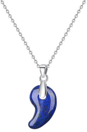 COAI Damen Kristall Halskette aus natürlichem Lapislazuli mit 925 Stering Silberkette Naturstein Anhänger für Frauen