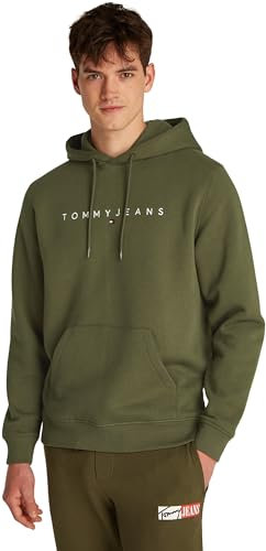 Tommy Jeans TJM Reg Linear Logo Hoodie Ext Dm0Dm20746 Sweat à Capuche, Green (Fatigue Green), XXL Homme