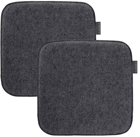 MAGMA AVARO Stuhlkissen/Sitzkissen 2er Set für Indoor und Outdoor, Öko-Tex Siegel, waschbar bis 30°C, 2 Stück, 35x35cm, Anthrazit