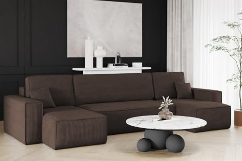 Fun Möbel Wohnlandschaft Schlafsofa Sofa Maris in Stoff Poso (Braun)