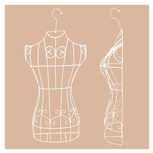 Schneiderpuppen, weibliche Schaufensterpuppe, Schaufensterpuppe aus Metalldraht mit Haken, hängende Schneiderpuppe, Rahmendekor, für T-Shirt/Rock/Kleidung/Brautkleid (Farbe: Schwarz) (Weiß)