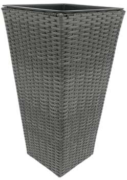 CB Home & Style Pflanztopf Rattan Grau Pflanzkübel Pflanzengefäß Blumentopf Blumenkübel Kunststoff (30x30x60cm)