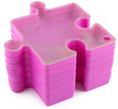 Stackable Puzzle Sorter - Puzzle Sorting Trays | Puzzle Sort Trays With Lid | Stackable And Linkable Jigsaw Puzzle Trays | Puzzle Shaped Sorting Trays To Organize Puzzles Up To 1000 Pieces