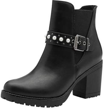 MARCO TOZZI Damen Stiefeletten Rund mit Blockabsatz, Schwarz (Black), 42 EU