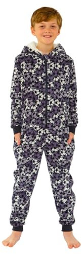Animal Crazy Onesie Girls Boys Kids Childrens Fleece Onesies Jumpsuit Playsuit One Piece UK Seller - Footballs - 13/14 Years