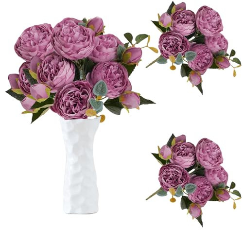 astylishome Artificial Flowers Indoor Large Artificial Peony Flower Bouquets Fake Peony Silk Hydrangea Bouquet Decor Flower Arrangements Wedding Party Bridal Decoration Table Centerpieces 4404