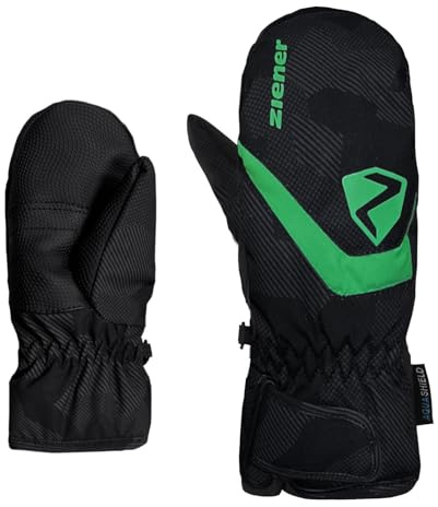 Ziener Kinder Skihandschuhe Fäustlinge Loriano AS® Mitten Glove Junior, Farbe:Schwarz, Artikel:-247 gray ink camo, Größe:5.5