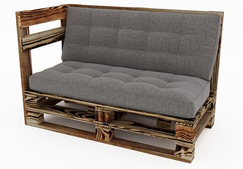 Lermowood Palettenmöbel Mpe Eckbank 120 x 80 cm Geflammt | Europaletten Indoor und Outdoor Lounge Gartenmöbel Holz Gartenmöbel Set Lounge Möbel Terrasse Balkon Loft Stil Paletten