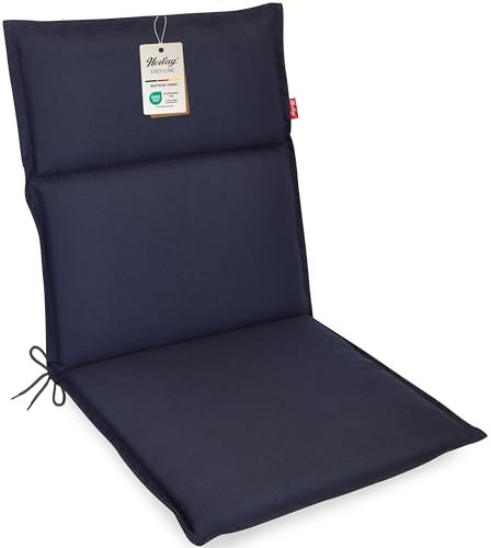 Herlag Gartenstuhlauflage Bea Niederlehner 100x50x4,5cm | Wasserabweisende Gartenmöbelauflage Fleckschutz | Bequeme Camping Sitzauflage | Pflegeleichte Easy-Line | Öko Tex 100 | 1 Polster | Dunkelblau